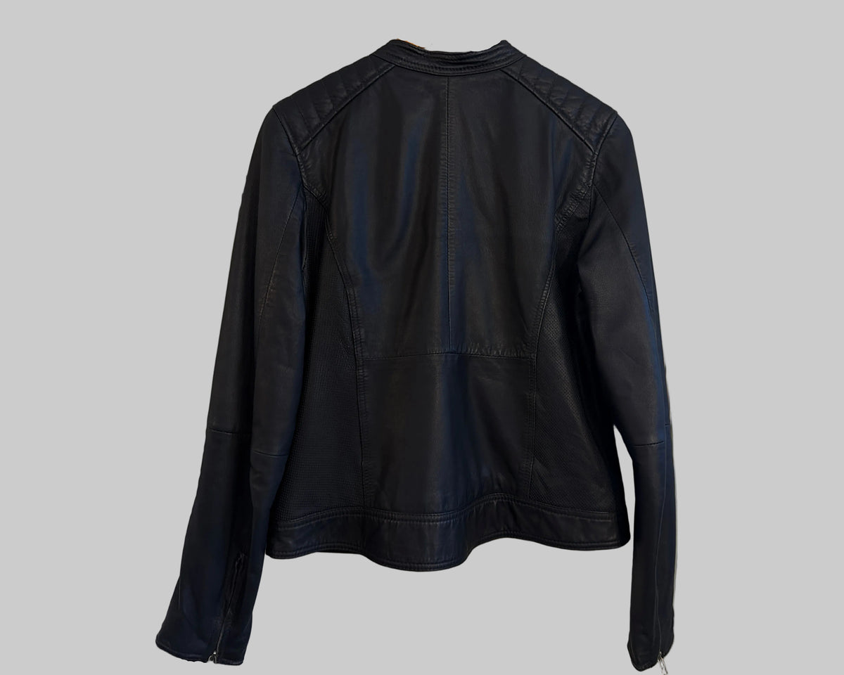 GOOSECRAFT BLACK LEATHER BIKER JACKET