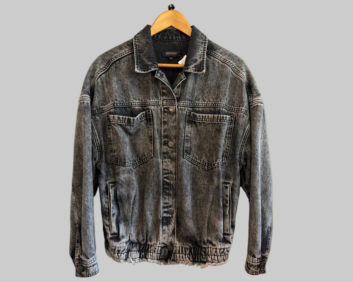 REFINED DENIM JACKET WITH CHAIN FRINGE