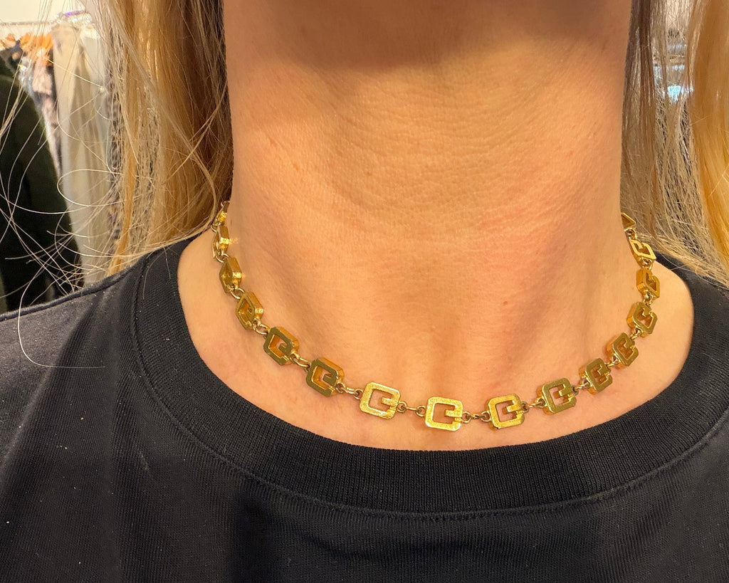 GIVENCHY GOLD-TONE LOGO CHAIN NECKLACE