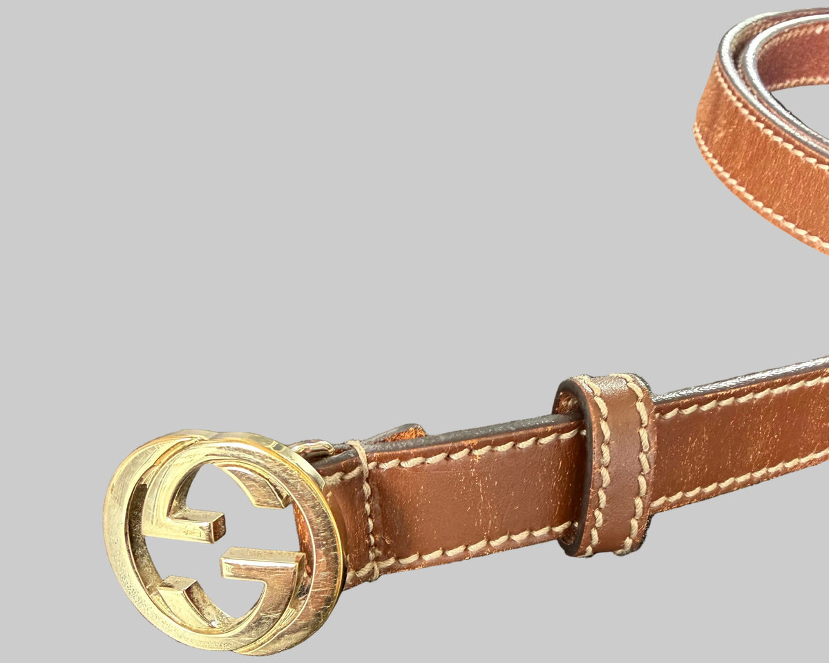 GUCCI BROWN LEATHER BELT