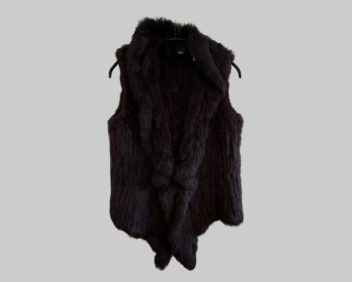 AMY GEE FAUX FUR GILET WITH LONG SHAWL COLLAR