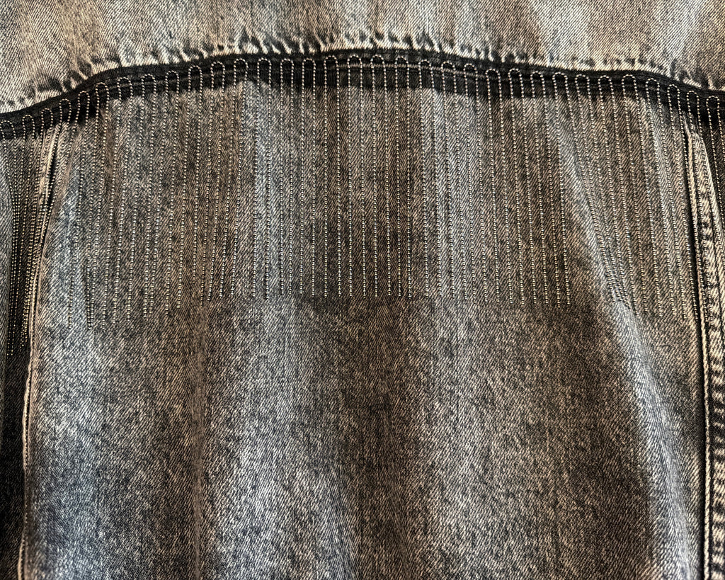 REFINED DENIM JACKET WITH CHAIN FRINGE