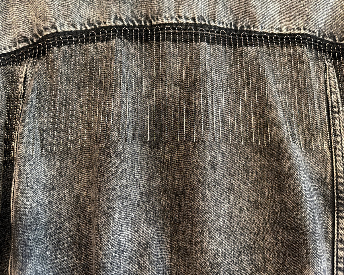 REFINED DENIM JACKET WITH CHAIN FRINGE