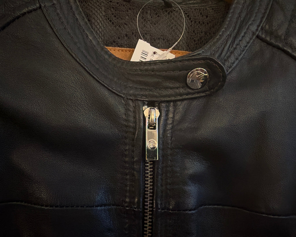 GOOSECRAFT BLACK LEATHER BIKER JACKET