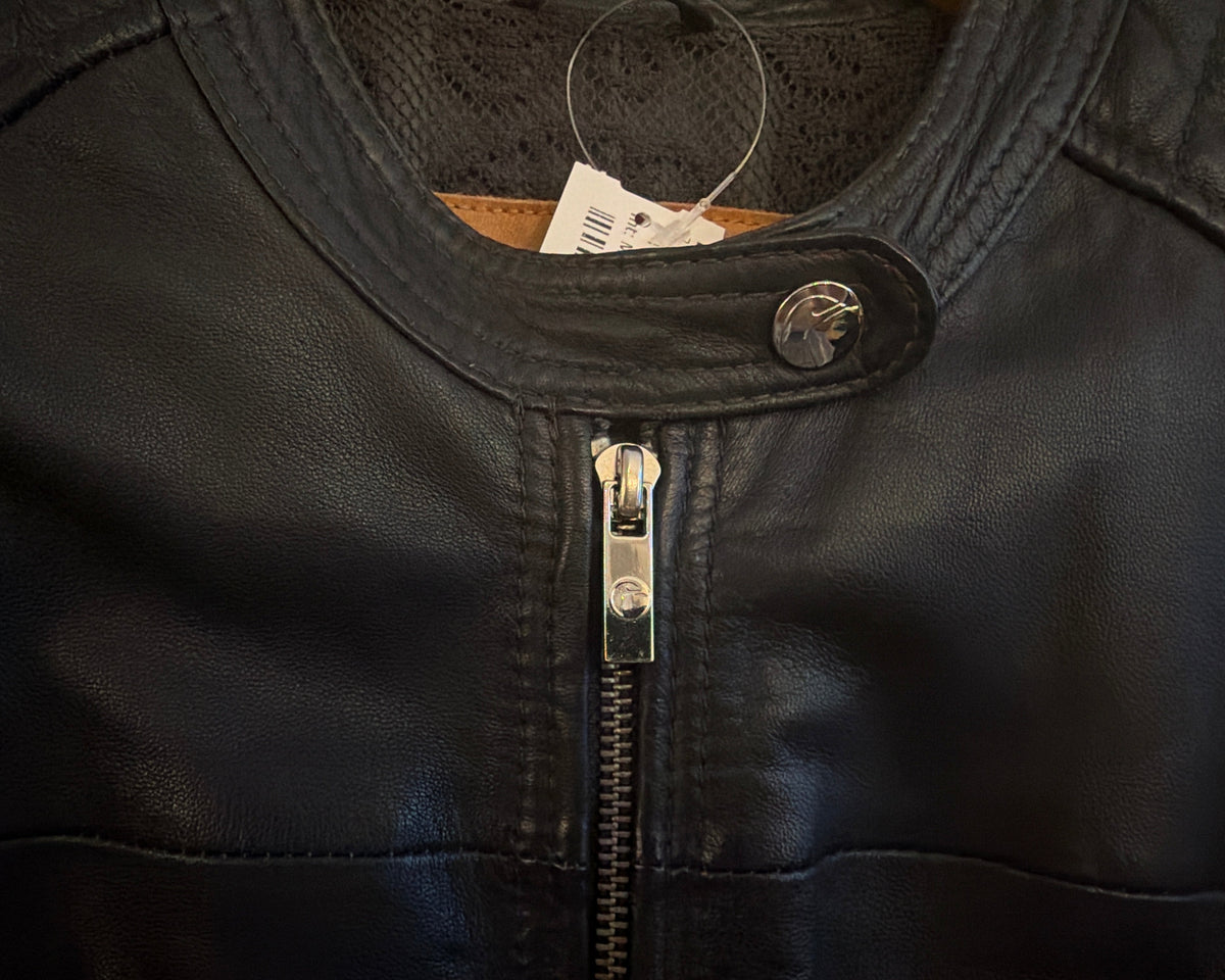 GOOSECRAFT BLACK LEATHER BIKER JACKET