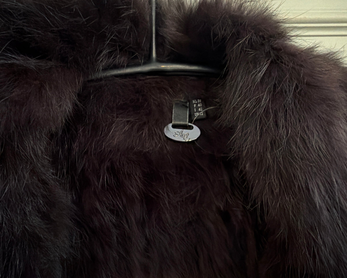 AMY GEE FAUX FUR GILET WITH LONG SHAWL COLLAR