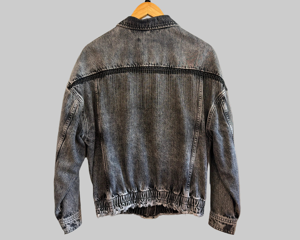 REFINED DENIM JACKET WITH CHAIN FRINGE