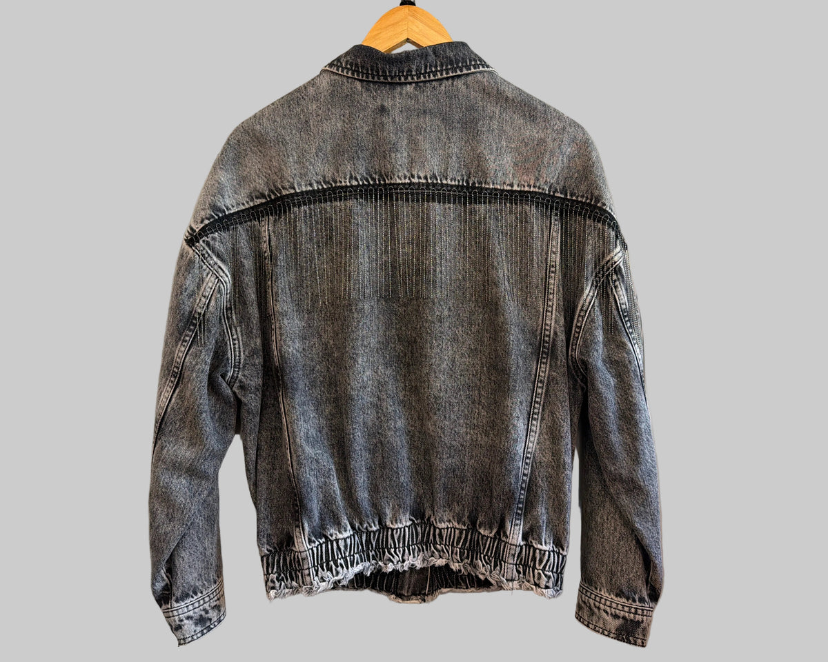 REFINED DENIM JACKET WITH CHAIN FRINGE