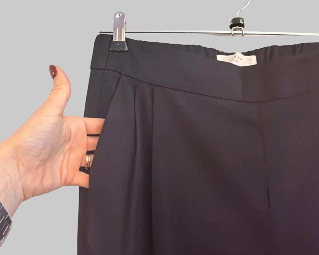 YAYA BLACK WIDE LEG TROUSERS WITH PLEATS