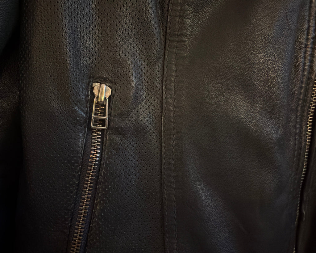 GOOSECRAFT BLACK LEATHER BIKER JACKET