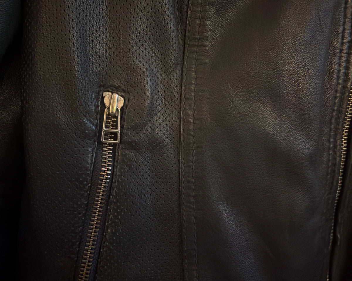 GOOSECRAFT BLACK LEATHER BIKER JACKET