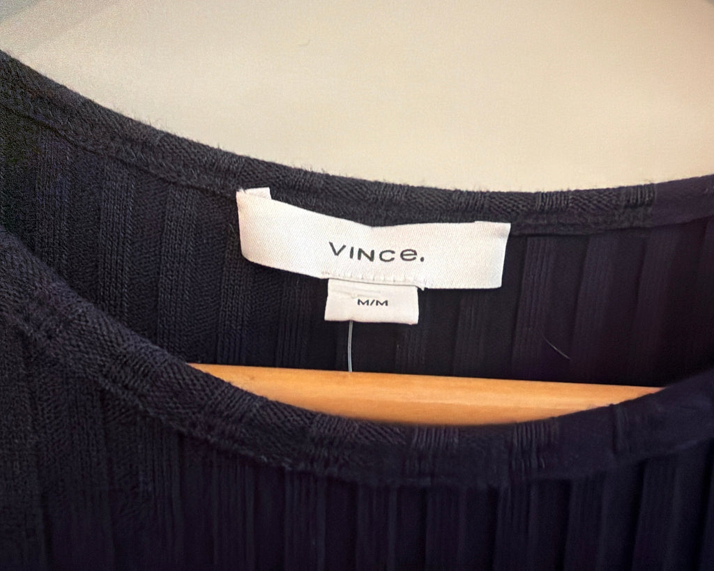 VINCE RIBBED KNIT DRESS