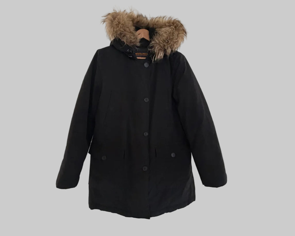 WOOLRICH BLACK ARCTIC DETACHABLE FUR PARKA