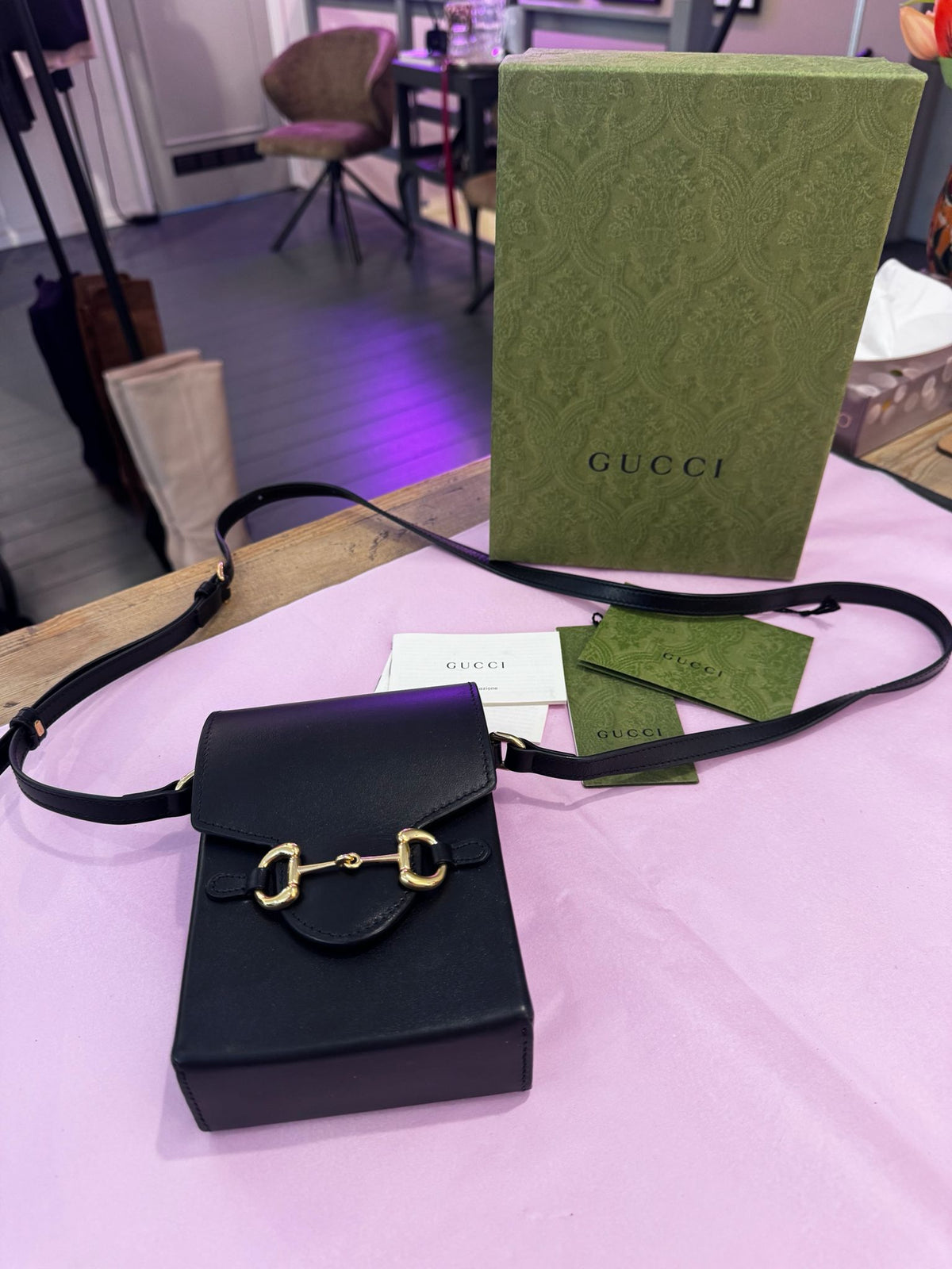 MINI SAC BANDOULIÈRE GUCCI HORSEBIT 1955 EN CUIR