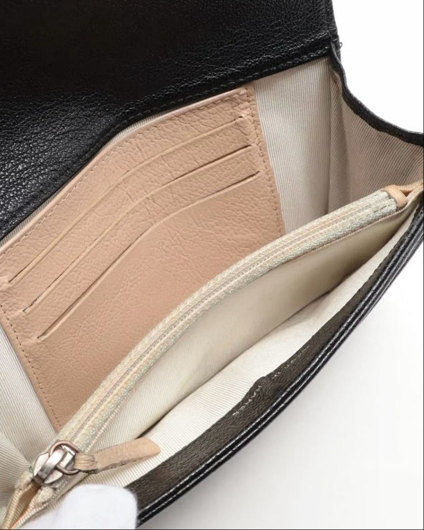 CHANEL BLACK CAVIAR LEATHER COMPACT WALLET
