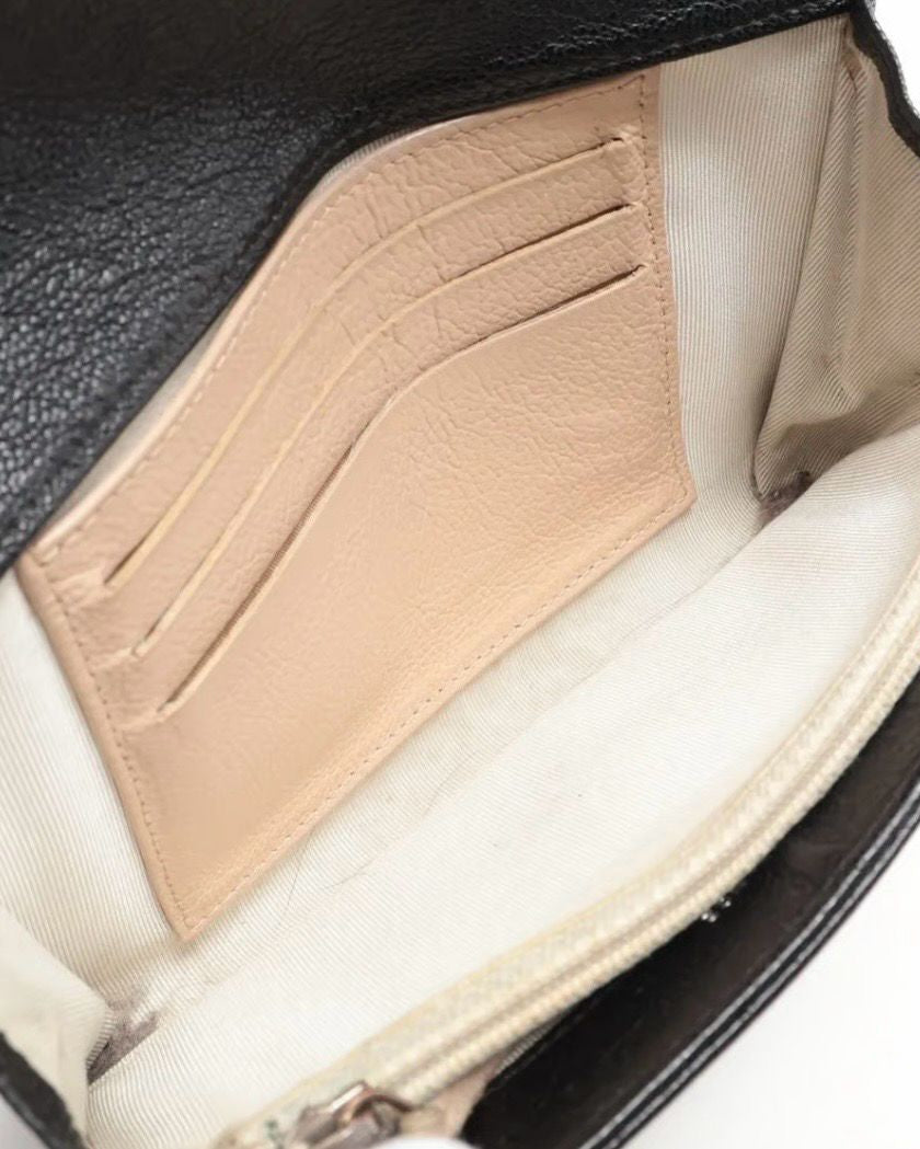 CHANEL BLACK CAVIAR LEATHER COMPACT WALLET