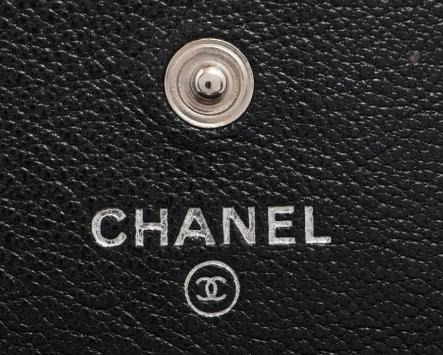 CHANEL BLACK CAVIAR LEATHER COMPACT WALLET