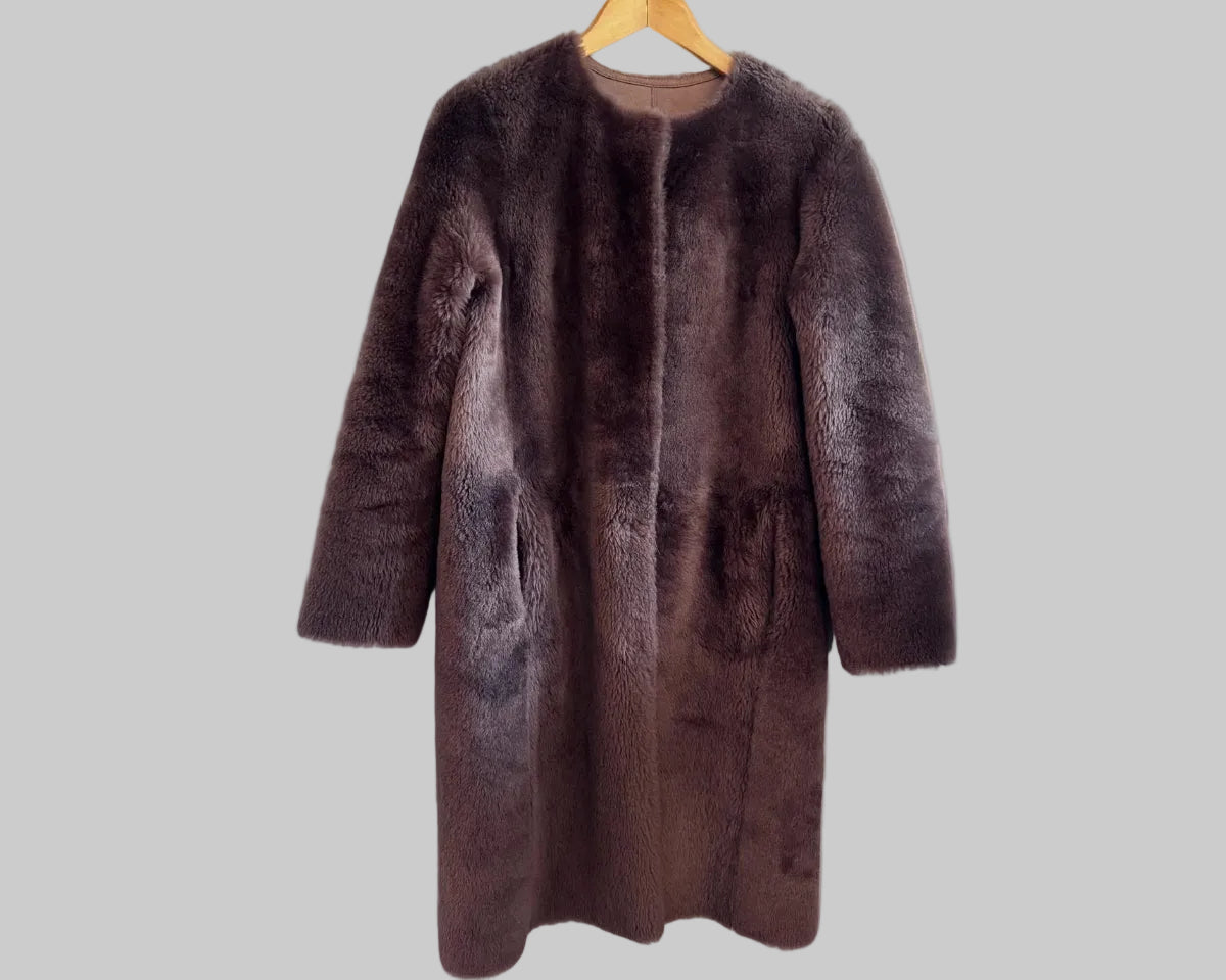 DESA REVERSIBLE SHEARLING COAT WITH LEATHER SIDE