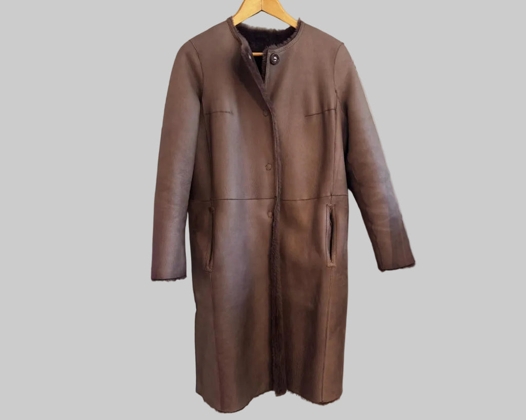 DESA REVERSIBLE SHEARLING COAT WITH LEATHER SIDE