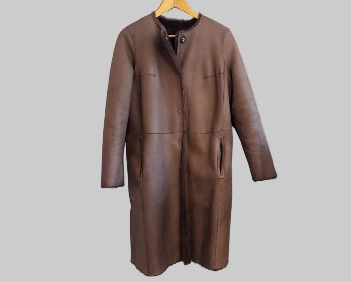 DESA REVERSIBLE SHEARLING COAT WITH LEATHER SIDE