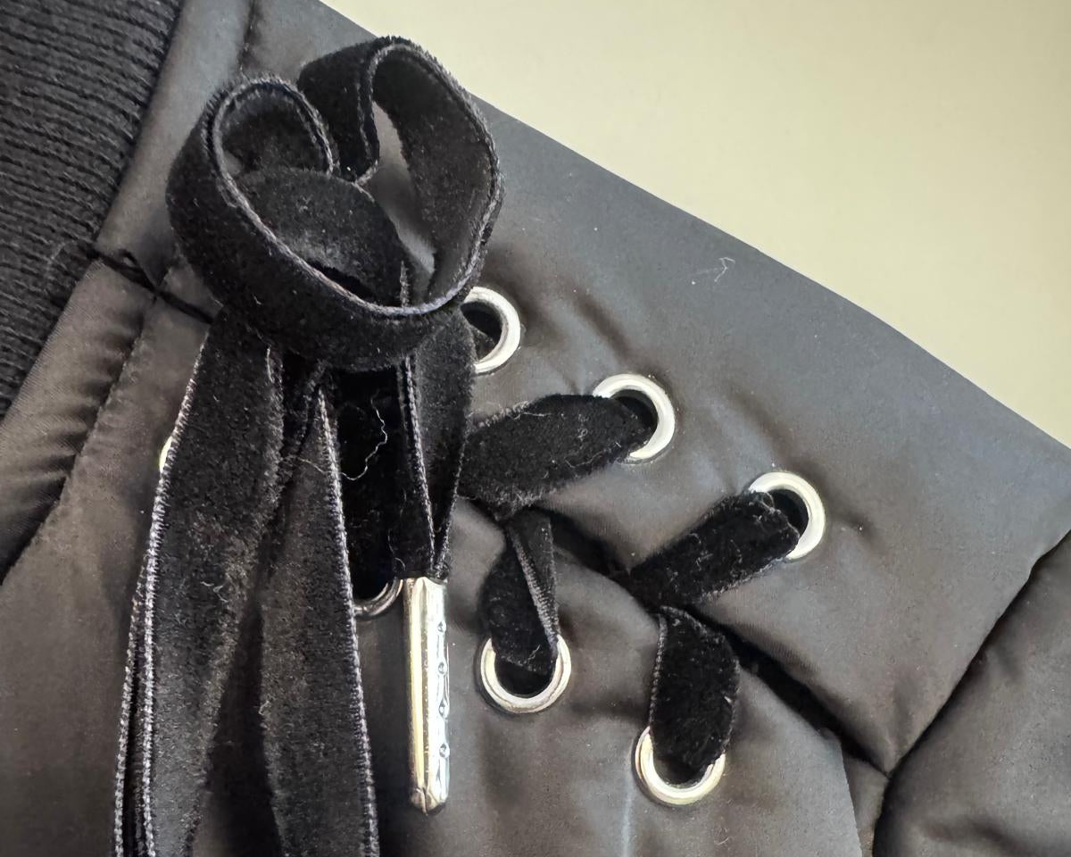 BLACK ORCHID BOMBER JACKET WITH LACE-UP DETAILS