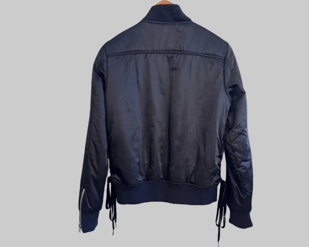 BLACK ORCHID BOMBER JACKET WITH LACE-UP DETAILS