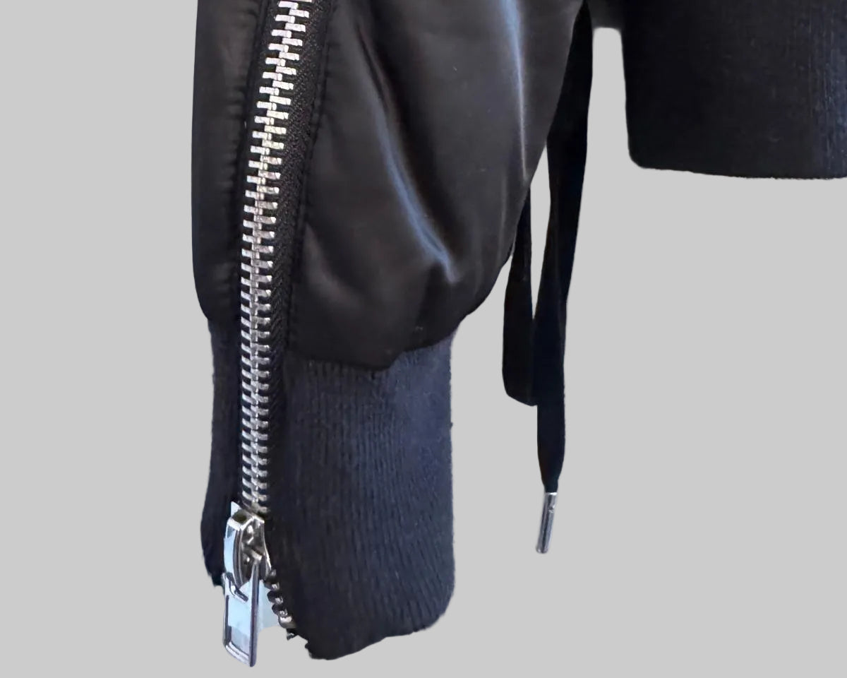 BLACK ORCHID BOMBER JACKET WITH LACE-UP DETAILS