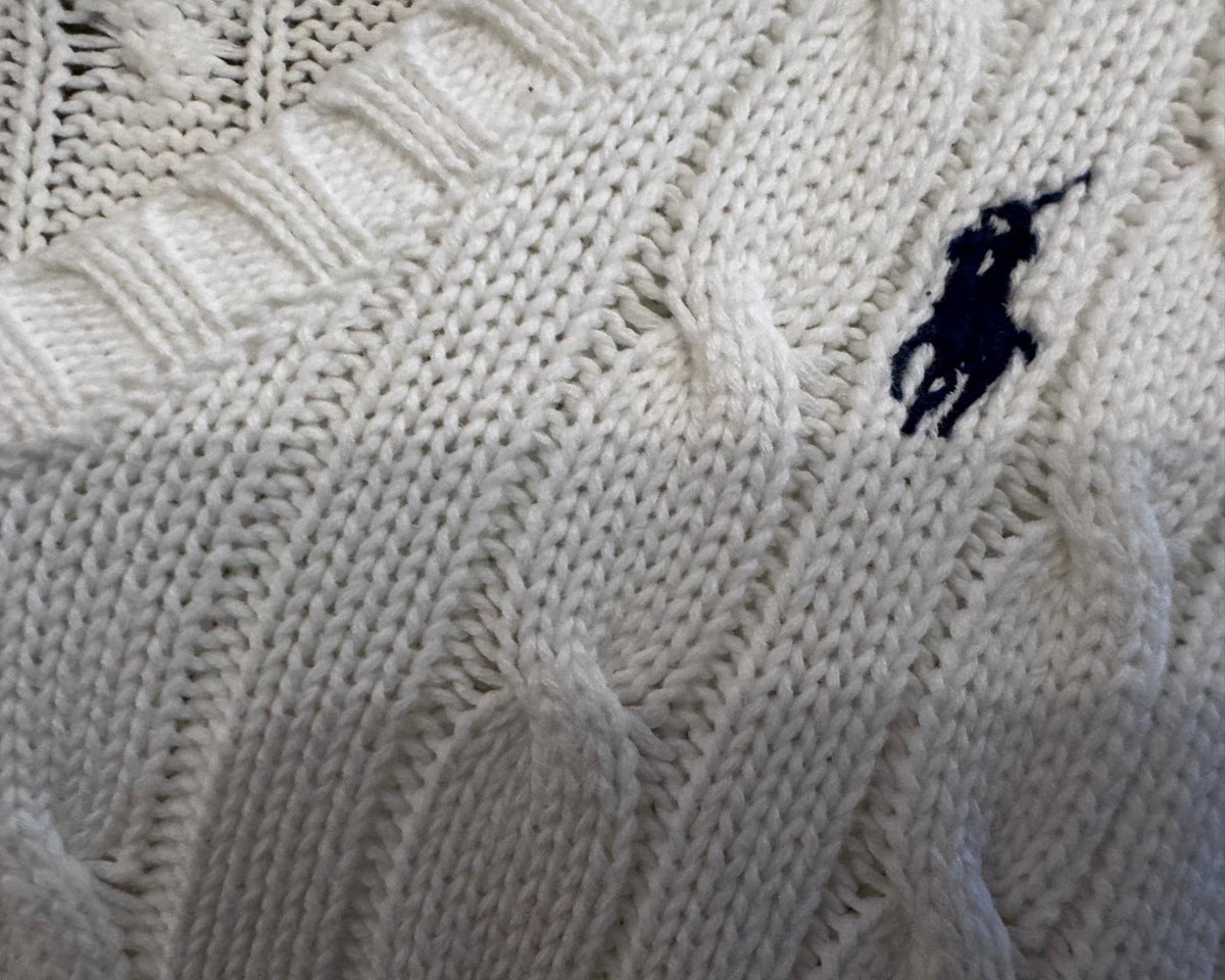 RALPH LAUREN CABLE KNIT V-NECK SWEATER