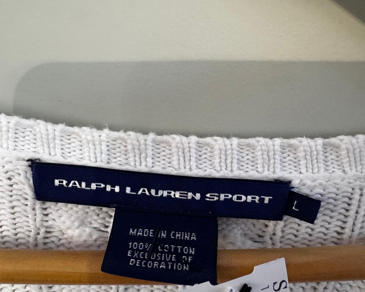 RALPH LAUREN CABLE KNIT V-NECK SWEATER