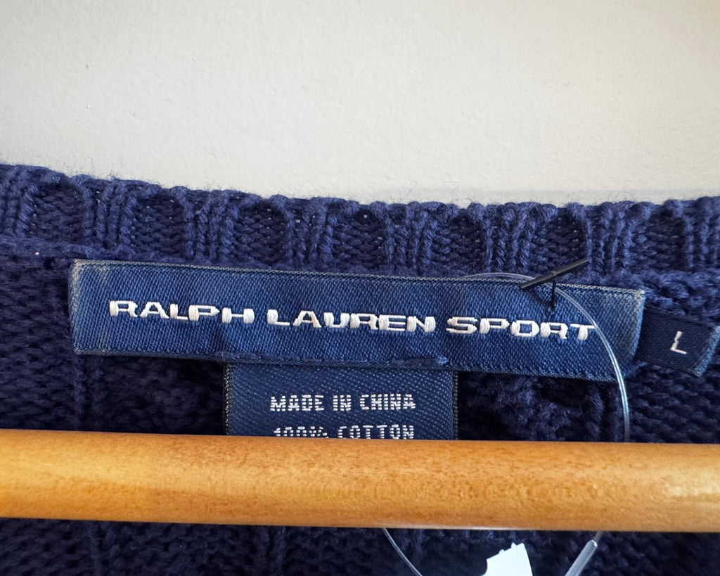 RALPH LAUREN CABLE KNIT V-NECK SWEATER