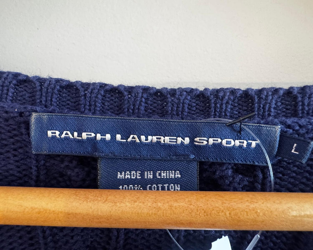RALPH LAUREN CABLE KNIT V-NECK SWEATER