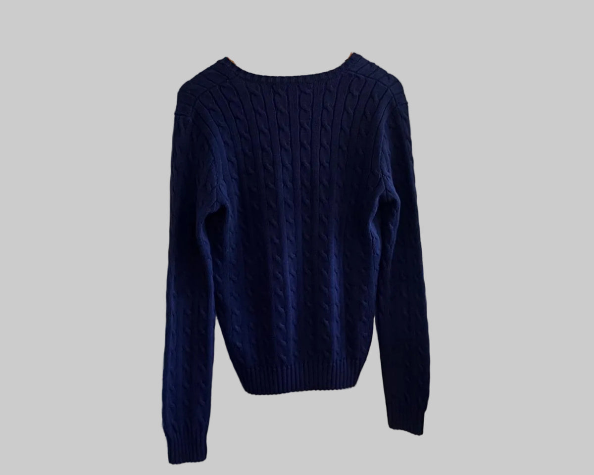 RALPH LAUREN CABLE KNIT V-NECK SWEATER