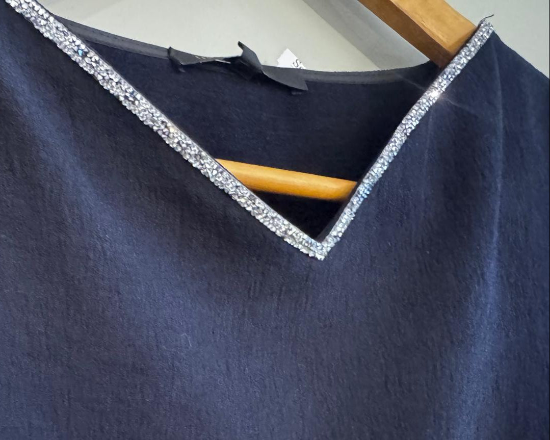 MAJE TOP WITH EMBELLISHED V NECK