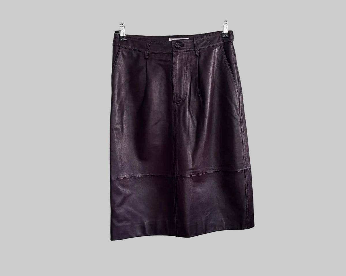 BA&SH LEATHER MIDI SKIRT
